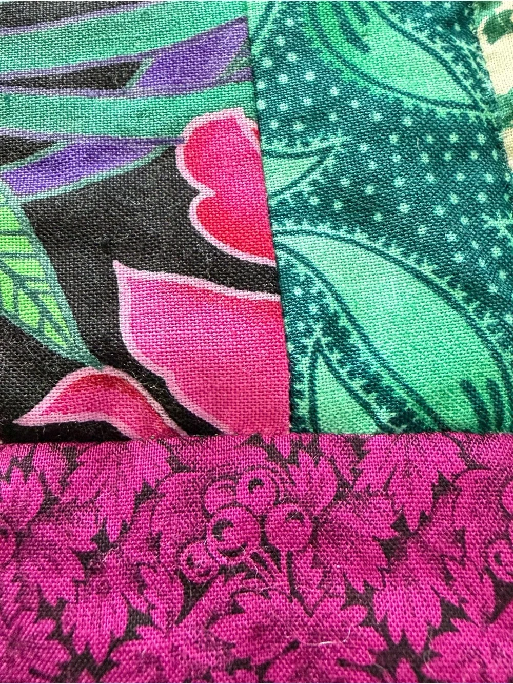 Handmade Cotton Quilt 70x96 Floral Patchwork  Queen Vintage